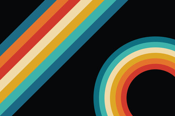 Obraz premium 70s style abstract colorful stripes line background. vector illustration.