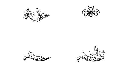 Set of calligraphic design elements, page decor, dividers and ornate headpieces
