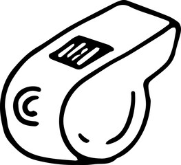 Hand drawn whistle doodle icon. Hand drawn black sketch. Sign symbol. Decoration element. White background. Isolated. Flat design. Vector illustration