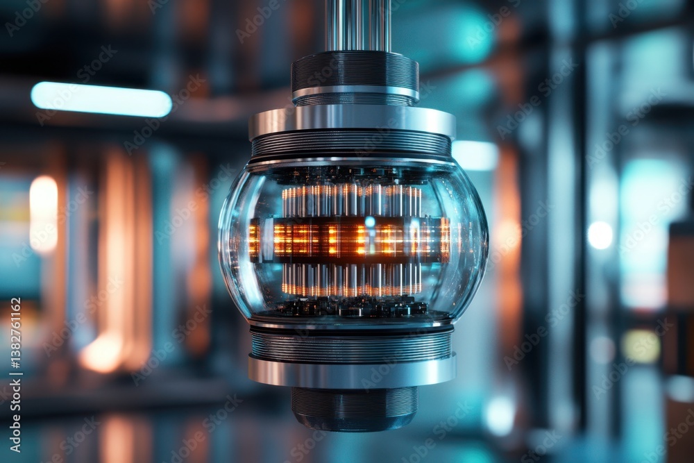 Poster advanced technology device with intricate designs in a modern laboratory setting