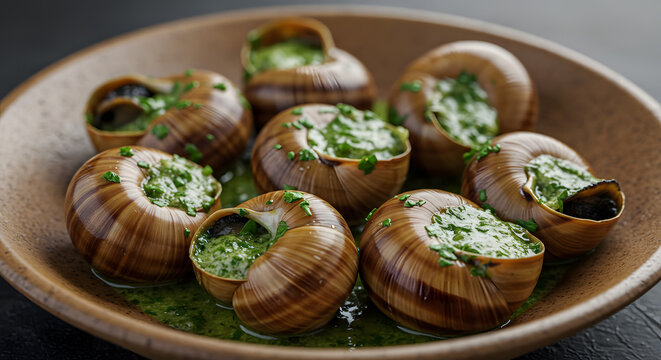 Des escargots de Bourgogne au beurre &agrave; l&rsquo;ail et persil