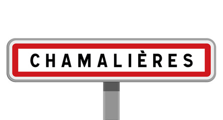 Panneau sur poteau central de Chamali&egrave;res, Puy-de-D&ocirc;me, Auvergne-Rh&ocirc;ne-Alpes