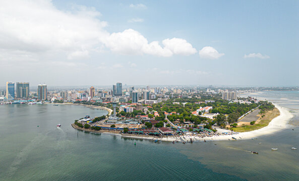Aerial view of Dar es Salaam city in Tanzania on February 18, 2025