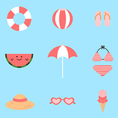 다양한 여름의 해변 물건