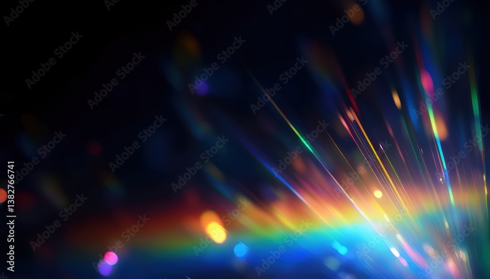Aufkleber vibrant neon light streaks with bokeh effect on dark background, futuristic abstract digital artwork