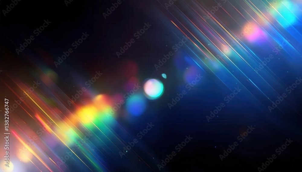 Aufkleber vibrant neon light streaks with bokeh effect on dark background, futuristic abstract digital artwork