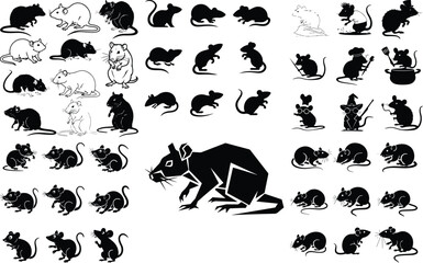 Rat Silhouette | Cute Rodent and Wildlife Illustration Rat Silhouette | Rodent Animal and Small Mammal Vector Collection