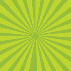 Sunburst background. Green sunbeam. Wallpaper with green sun burst. Backdrop for circus. Starburst with sunlight. Abstract retro background.