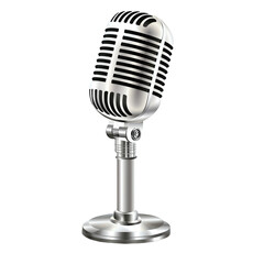 Classic Vintage Retro Microphone on Stand Shiny Metal Design Recording Studio Equipment