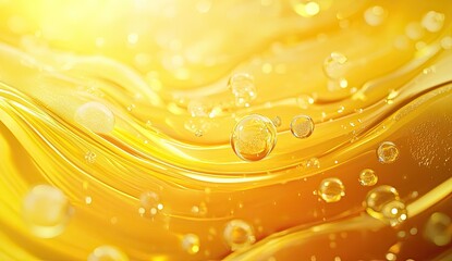 Golden liquid with bubbles