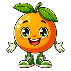 Happy Orange Fruit Character Cartoon with a Smile