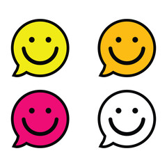Four Colorful Speech Bubble Emojis Expressing Happiness