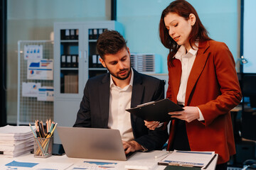 Project manager working overtime and update tasks with milestones progress planning and...