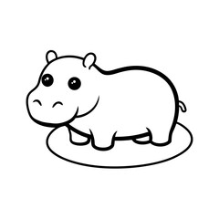 A baby Hippo in a pond silhouette illustration.