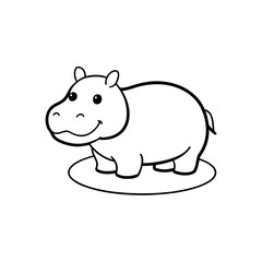 A baby Hippo in a pond silhouette illustration.