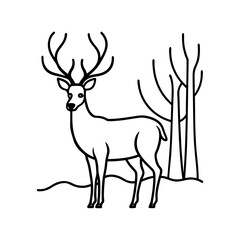 A Deer standing in a misty forest silhouette.