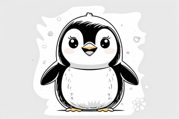 Obraz premium penguin on coloring page