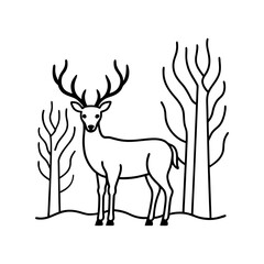 A Deer standing in a misty forest silhouette.