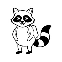 A friendly Raccoon with a backpack silhouette