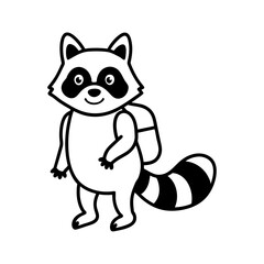 A friendly Raccoon with a backpack silhouette
