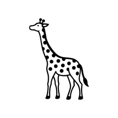 Obraz premium A Giraffe Reaching For Tree Leaves Silhouette Illustration