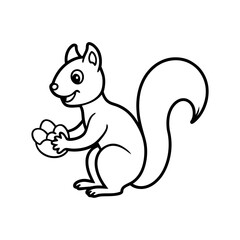 A happy Squirrel collecting a corns silhouette.