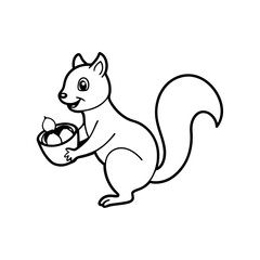 A happy Squirrel collecting a corns silhouette.