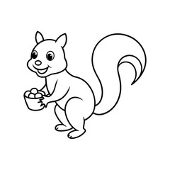 A happy Squirrel collecting a corns silhouette.