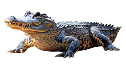 Naklejka premium Apex Predator: A formidable American alligator showcases its prehistoric grace and power, presenting a captivating portrait of nature's ancient survivor.
