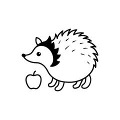 A Hedgehog with an apple on its back silhouette