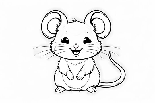 Cute mouse animal coloring page cartoon vector illustration