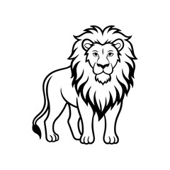 Fototapeta premium A majestic Lion with a detailed mane bold line art