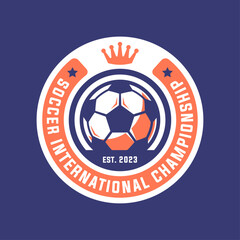 Soccer Logo or football logo club sign badge isolated. Football logo vector with shield background design