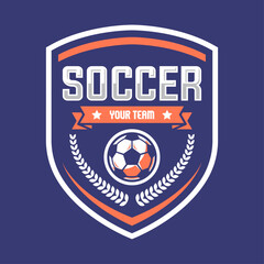 Soccer Logo or football logo club sign badge isolated. Football logo vector with shield background design