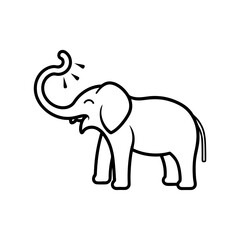 Obraz premium An Elephant spraying water from its trunk line art illustration