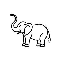 An Elephant spraying water from its trunk line art illustration