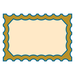Decorative Scalloped Frame Design Cartoon Postage Stamp Blank Template Copy Space
