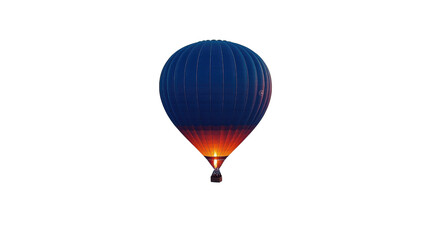 Obraz premium Hot Air Balloon in Flight: A vibrant blue and orange hot air balloon gracefully ascends against a clear sky, its glowing burner casting a warm light, symbolizing adventure and freedom. 