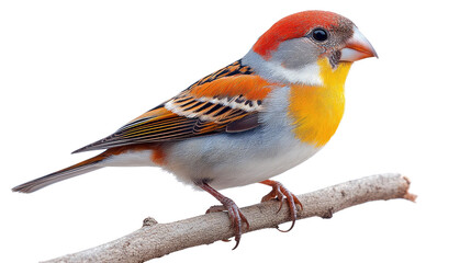 Exotic Bird Perched: A vibrant, exotic bird with a captivating display of colorful feathers perches gracefully on a delicate branch.