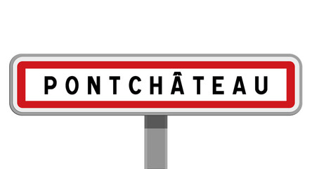 Panneau sur poteau central de Pontchâteau, Loire-Atlantique, Pays de la Loire