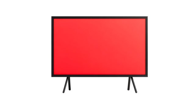 Stylish red screen standing on thin legs, cut out transparent - Powered by Adobe
