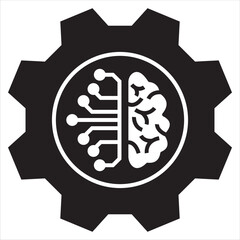 brain gear icon, machine design, modern style, editable vector eps 10. For your website, logo, app, UI design. Vector illustration, isolated on white background.