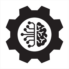 brain gear icon, machine design, modern style, editable vector eps 10. For your website, logo, app, UI design. Vector illustration, isolated on white background.