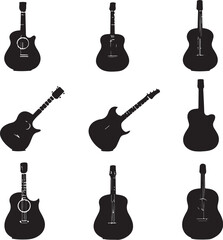 Naklejka premium Guitar Silhouette Bundle | Rock Music Guitarist Clipart