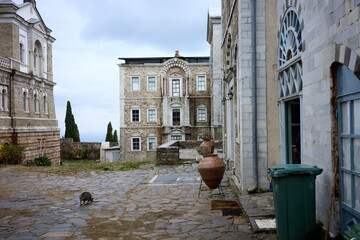 Skete of Saint Andrew in Mount Athos, Greece: Russian-Influenced Domes in Sacred Site on the...