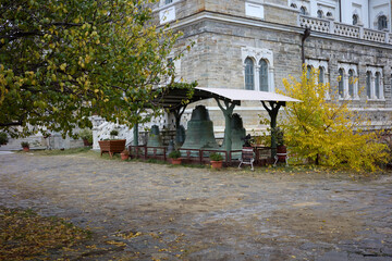 The majestic orthodox Christian church of Saint Andrew located in Skete of Saint andrew. Karyes, Mount Athos. Macedonia. Northern Greece.