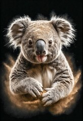 Obraz premium Koala Wild Animal Elegant Dramatic Portrait On A Mist Dark Background