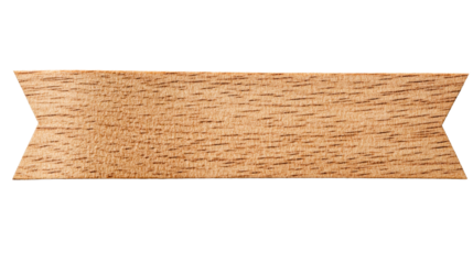 Wooden banner with arrow edges on a black background, cut out transparent