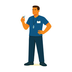 Vector Illustration of Male and Female Fitness Coaches Holding a Whistle – Personal Trainers in Sportswear