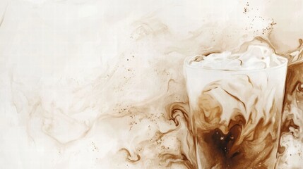 Artistic set of coffee beans and coffee cup drinks isolated on brown background,hand-drawn vector,hot coffee drinks,cafe shop,modern flat design,Fashionable and cute coffee motif concept.